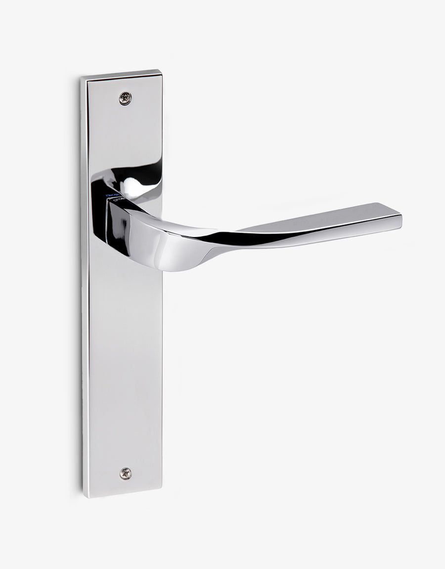 Pin lever handle set on a rectangular backplate