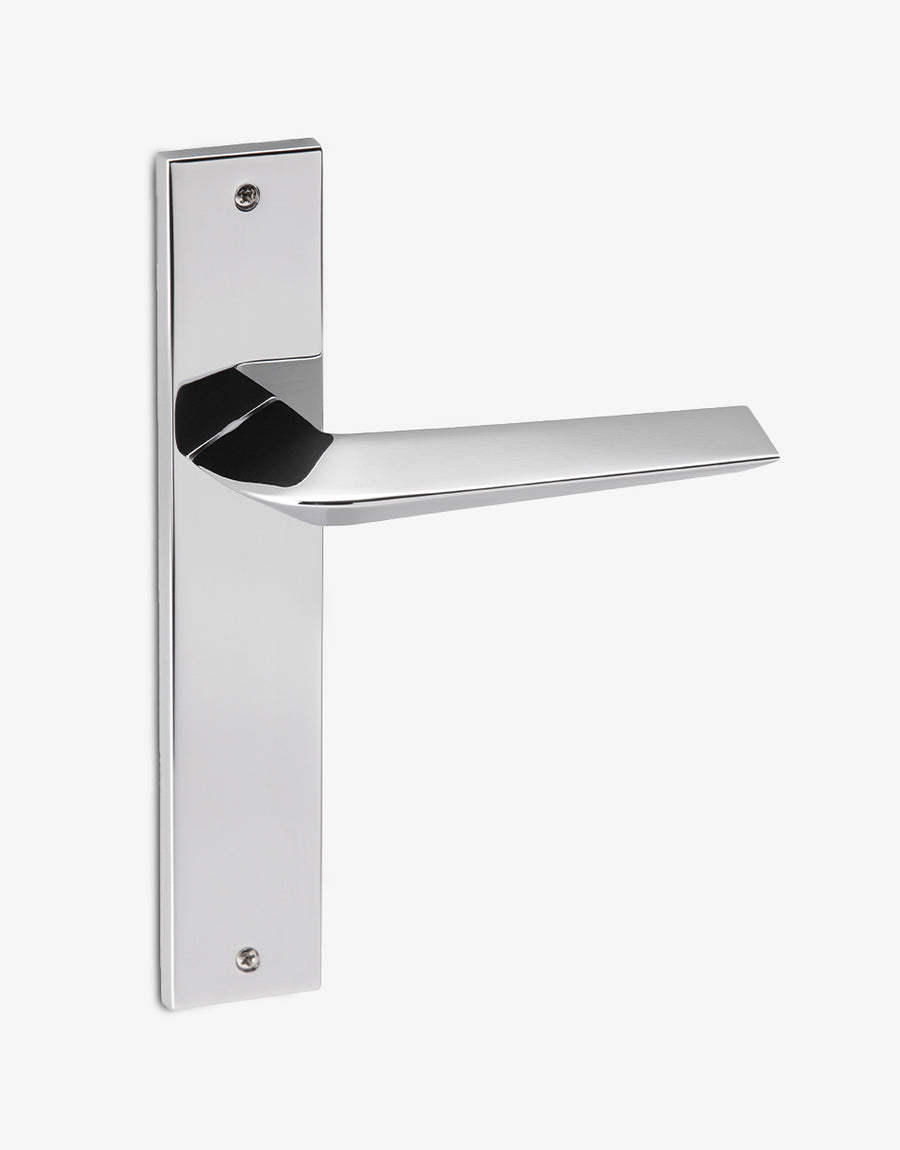 Three lever handle set on a rectangular backplate